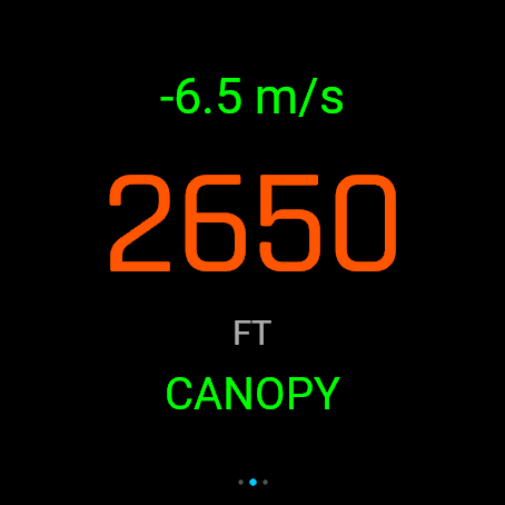 FlightX Jump canopy screen with pull alarm colouring